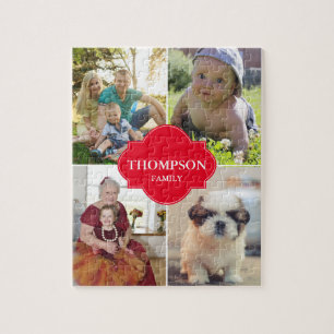 Puzzle Noël Famille Rouge Photo collage