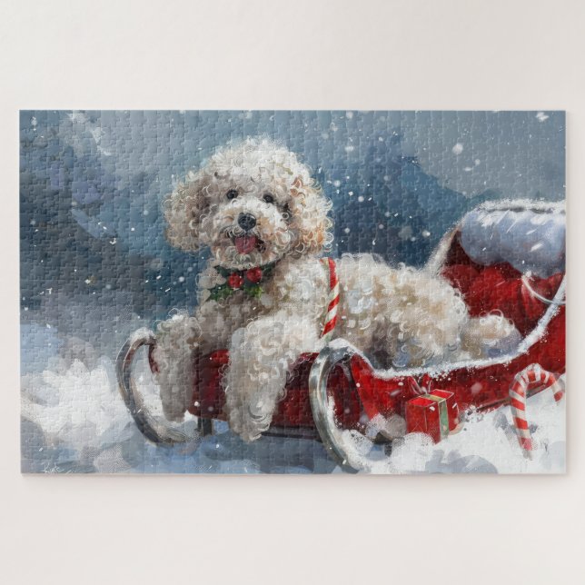 Puzzle Noël Festif au Chien Caniche (Horizontal)