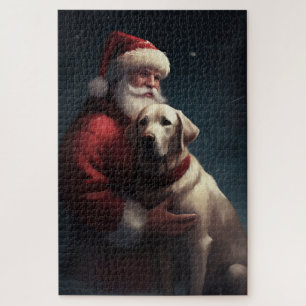 Puzzle Noël festif du Père Noël au Labrador
