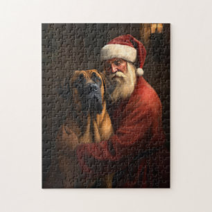 Puzzle Noël festif Rhodesian Ridgeback Santa Claus