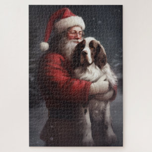 Puzzle Noël festif Springer Spaniel Santa Claus