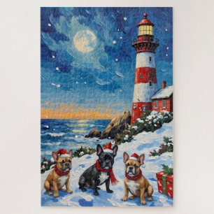 Puzzle Noël French Bulldog Phare Fêtes
