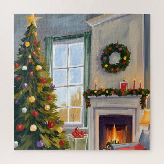 Puzzle Noël Holly Jolly | Sapin Cheminée Joyeux