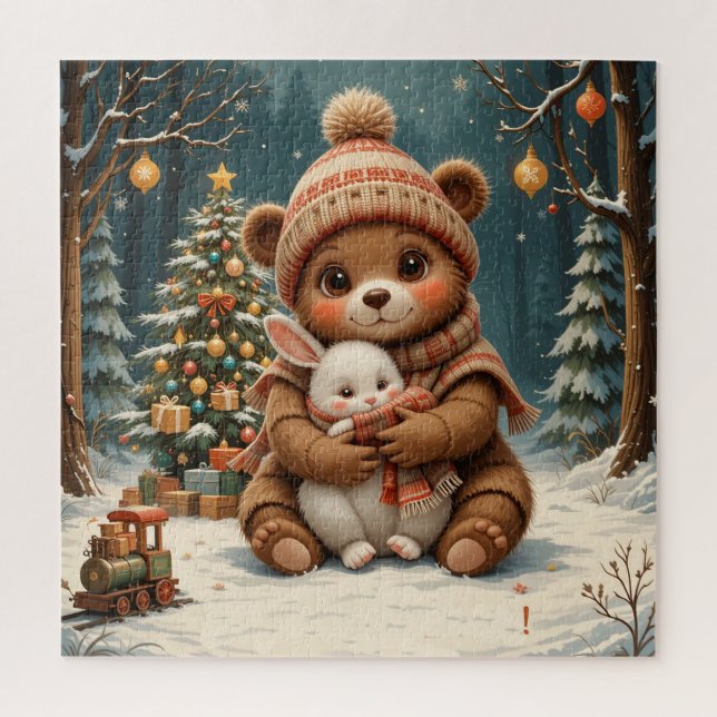 Puzzle 🌸 Noël Ours Confort Lumière Style Maison (Vertical)