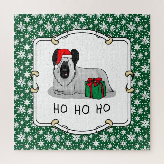 Puzzle Noël Père Noël Casquette Skye Terrier (argent) (Vertical)