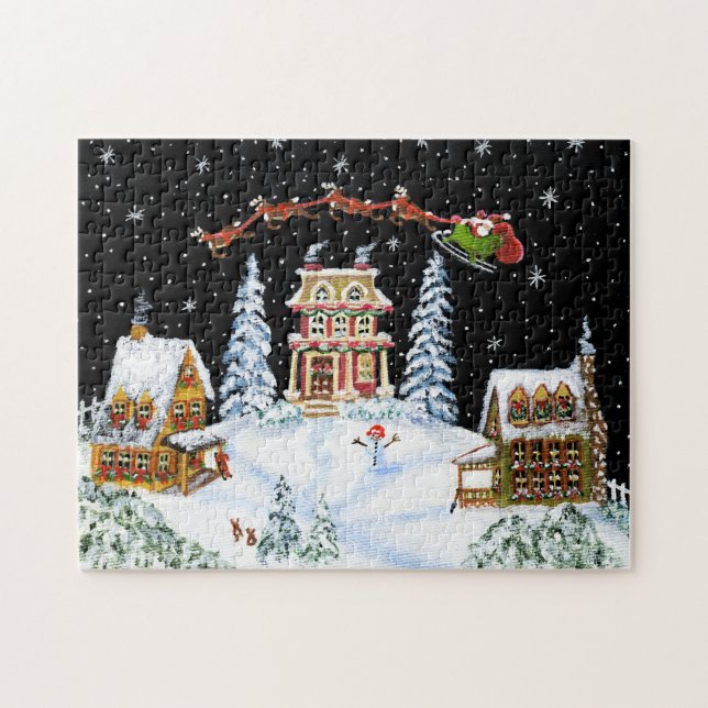 Puzzle Noël, Père Noël, Claus, puzzle, renne (Horizontal)