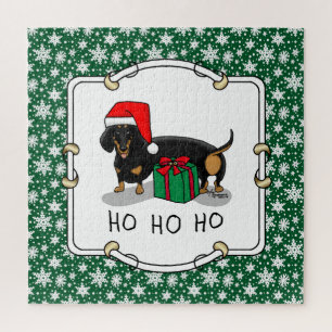 Puzzle Noël Père Noël Dachshund (S noir & tan) mignonne