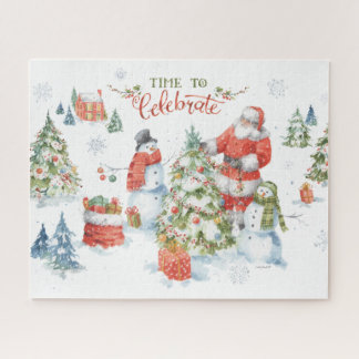 Puzzle Noël Père Noël Snowmen fête l'aquarelle