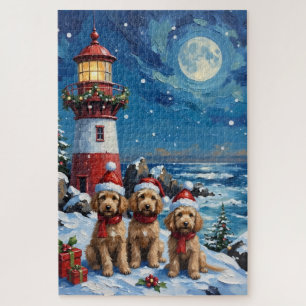 Puzzle Noël Phare de vacances Caniche