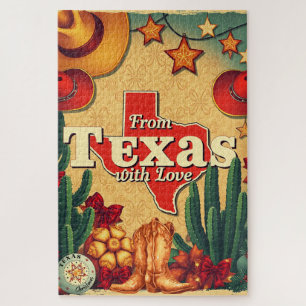 Puzzle Noël rétro vintage du Texas avec amour