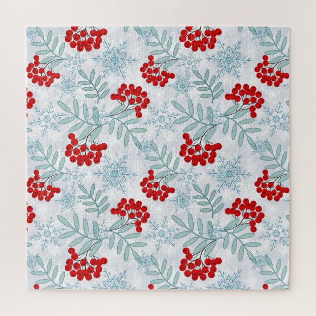 Puzzle Noël, Rowan, rouge, blanc, flocons de neige (Vertical)