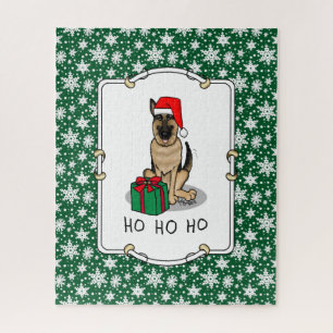 Puzzle Noël Santa Hat Allemand Berger Chien mignonne