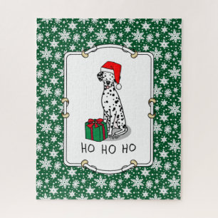 Puzzle Noël Santa Hat Chien dalmate (noir 1) mignonne