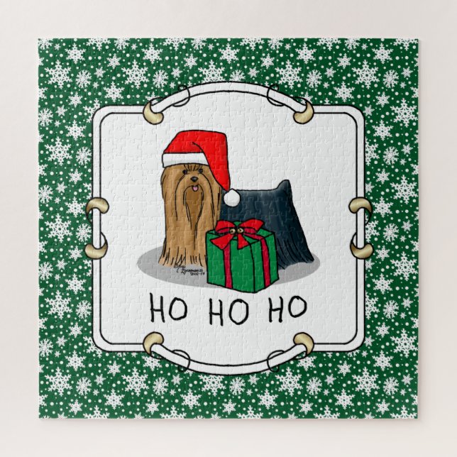 Puzzle Noël Santa Hat Yorkshire Terrier Yorkie Cute (Vertical)