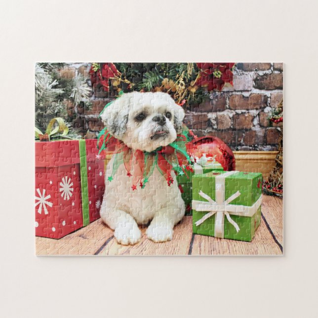 Puzzle Noël - Shih Tzu - nounours (Horizontal)