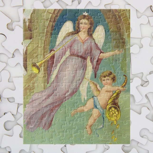 Puzzle Noël vintage, Ange victorien avec Cherub (Créateur téléchargé)