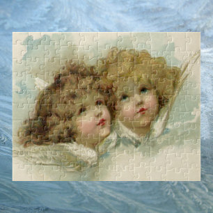Puzzle Noël vintage, Anges victoriens dans les nuages