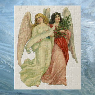 Puzzle Noël Vintage, Antique Victorian Angel Die Cut