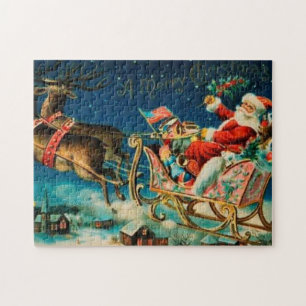 Puzzle Noël vintage du Père Noël Sleigh