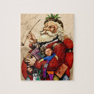 Puzzle Noël vintage, jouets en pipe de Père Noël victorie