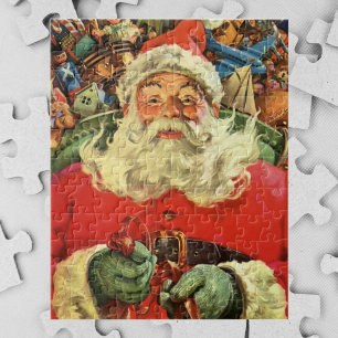 Puzzle Noël vintage, le Père Noël à Sleigh avec jouets