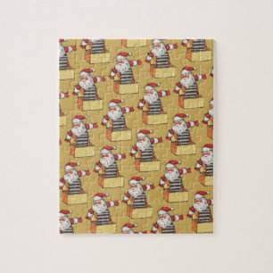 Puzzle Noël vintage, Père Noël en diable à ressort
