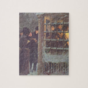 Puzzle Noël vintage, peuple victorien à une fête