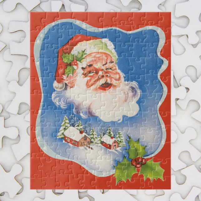 Puzzle Noël Vintage, Retro Jolly Santa Claus (Créateur téléchargé)