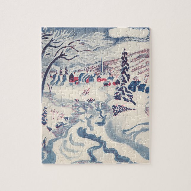 Puzzle Noël Vintage, Village d'hiver Neige (Vertical)