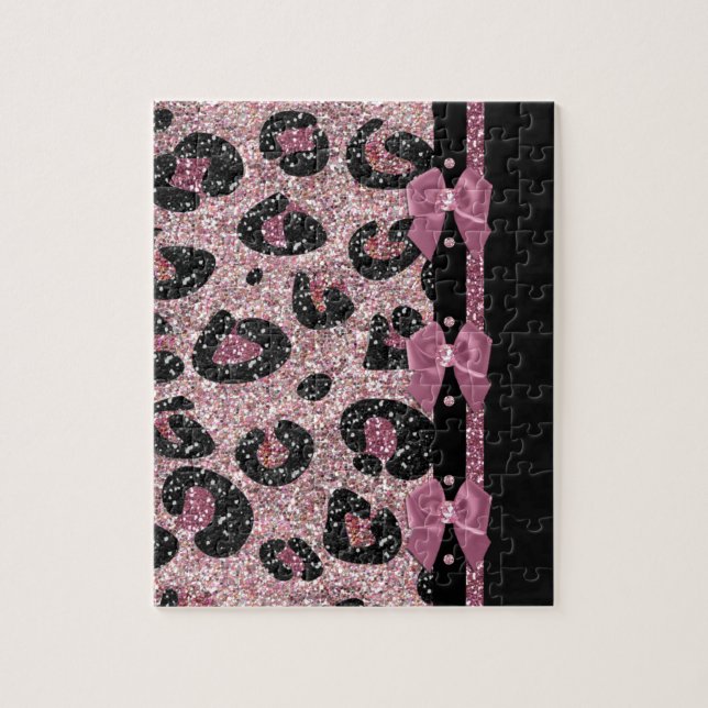 Puzzle Nœuds ruban imprimé léopard rose rockabilly RAB (Vertical)