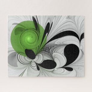 Puzzle Noir Abstrait et blanc avec art fractal vert