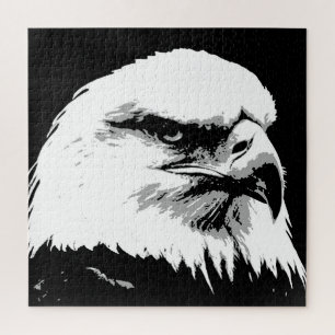 Puzzle Noir Blanc Américain Bald Eagle pop art