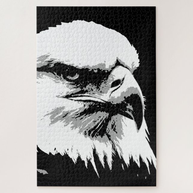 Puzzle Noir Blanc Américain Bald Eagle pop art (Vertical)