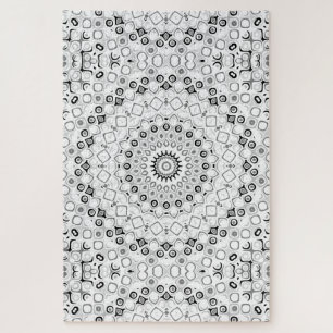 Puzzle Noir Blanc Gris Monochrome Design Mandala