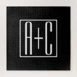 Puzzle Noir & Blanc | Initiales de couple<br><div class="desc">Parfait pour un double monogramme ou même un logo. Merci pour votre achat!</div>