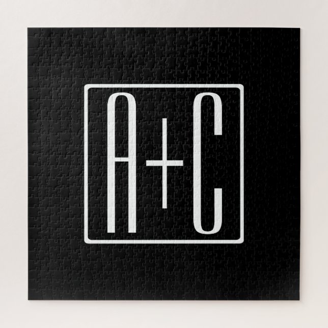 Puzzle Noir & Blanc | Initiales de couples (Vertical)