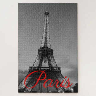 Puzzle Noir Blanc Paris Nuit Tour Eiffel européenne