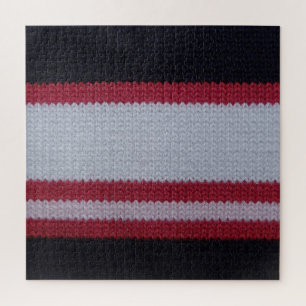 Puzzle Noir blanc rouge : Motif en tissu lainé nui