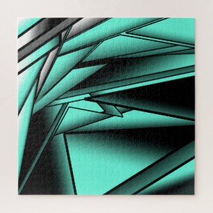 Puzzle Noir Blanc Turquoise Ombre Art Abstrait moderne