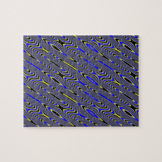 Puzzle noir bleu et jaune Tourbillonnant difficile (Horizontal)