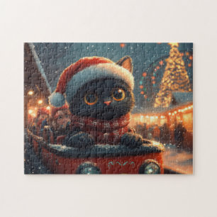 Puzzle Noir Chat Montagnes Russes Noël