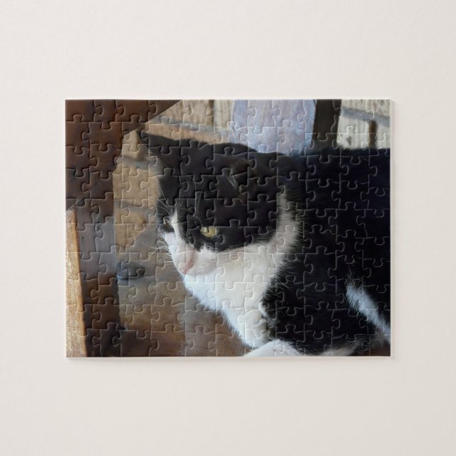 Puzzle Noir de chat et blanc (Horizontal)