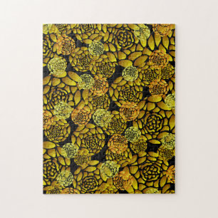 Puzzle Noir et casse-tête de chrysanthème d'or