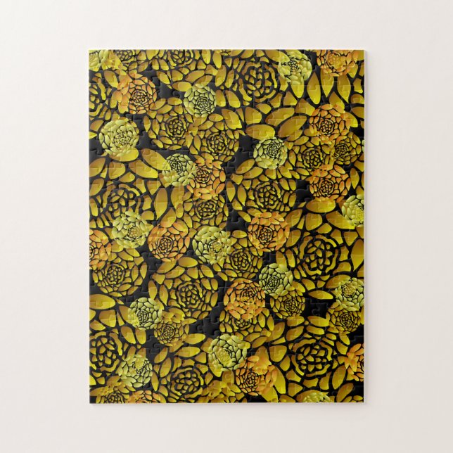 Puzzle Noir et casse-tête de chrysanthème d'or (Vertical)