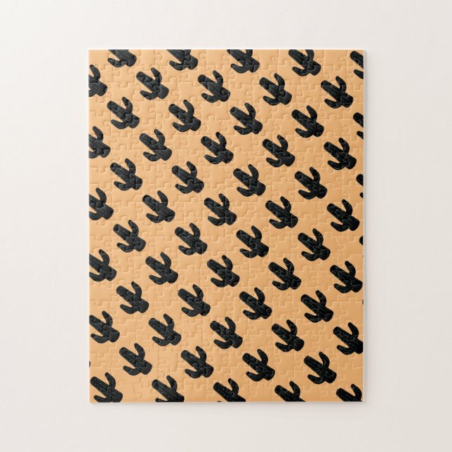 Puzzle noir et orange Saguaro Cactus difficile (Vertical)