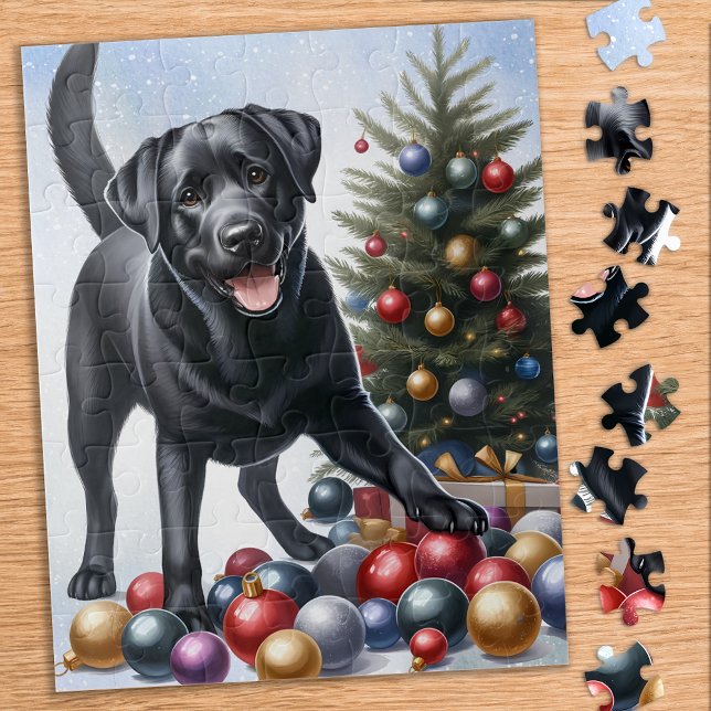 Puzzle Noir Labrador Chien de Noël (Créateur téléchargé)