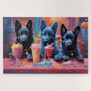 Puzzle Noir N Bleu Chiens de Berger Allemand Chiens De Mi