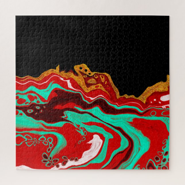 Puzzle Noir, Or, Bourgogne, Marbre   (Vertical)