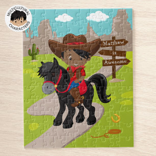 Puzzle noir personnalisé Cowboy
