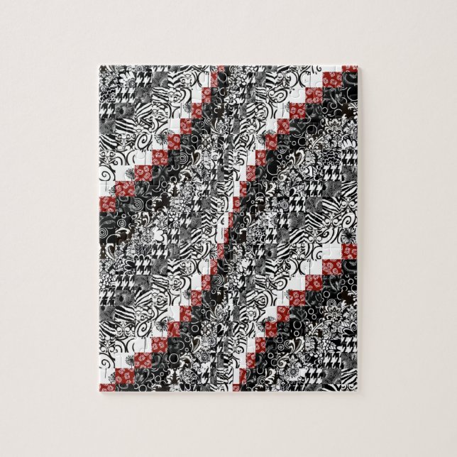 Puzzle Noir rouge de personnaliser de motif d'édredon de (Vertical)